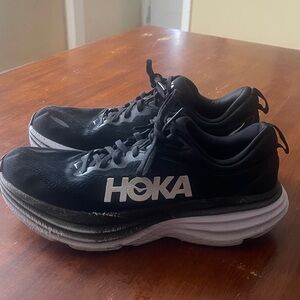 Hoka Men's Black and White Athletic Running Sneakers